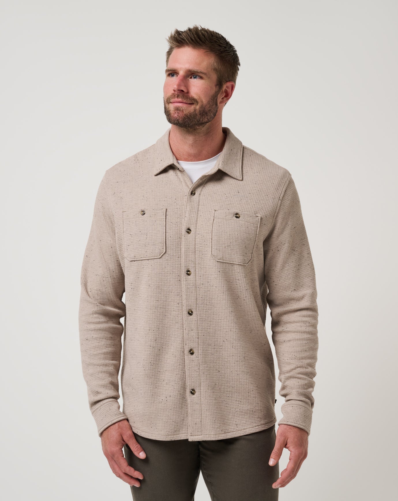 Men Cloud Waffle Shirt Jacket