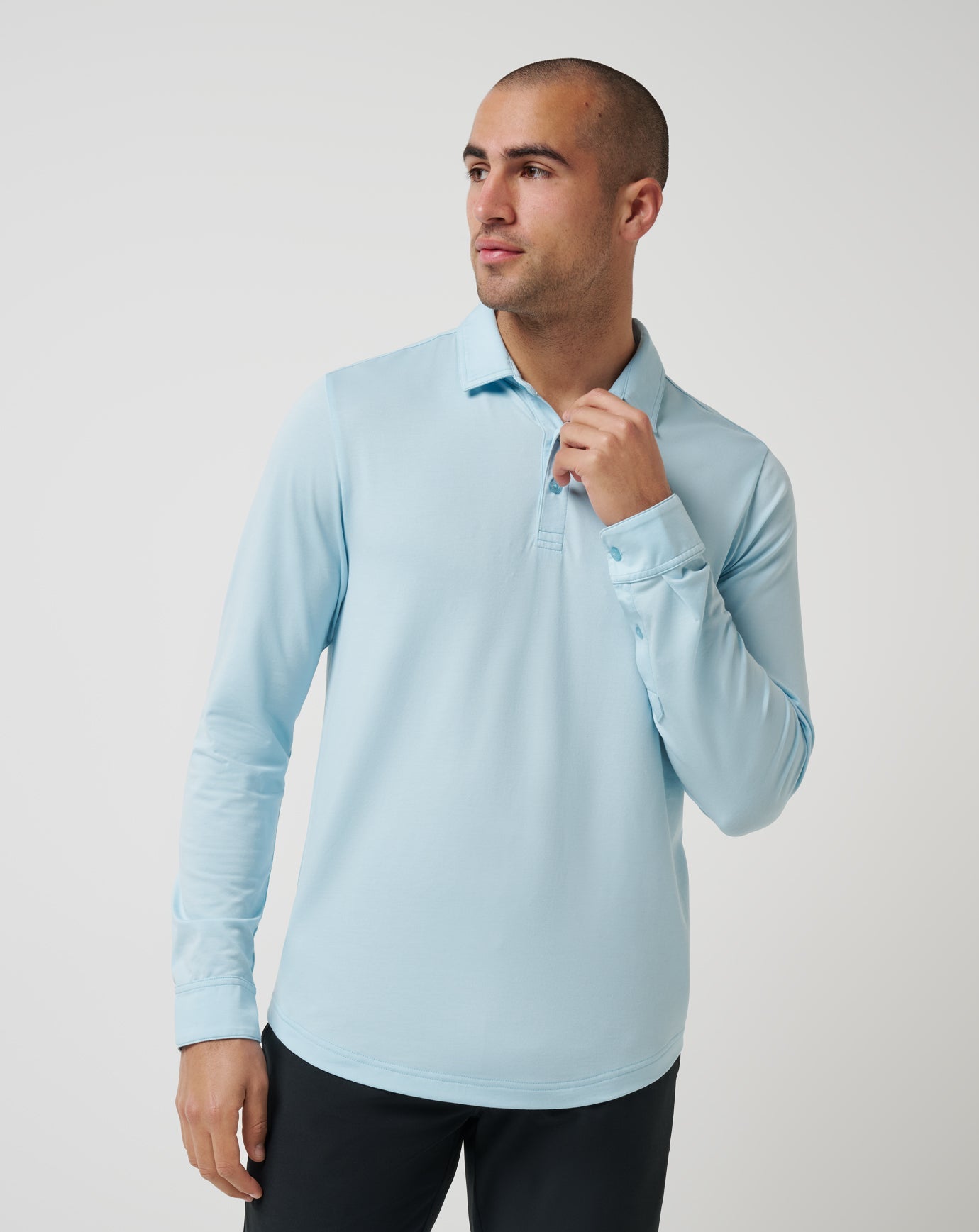 Men Featherweight Long Sleeve Polo