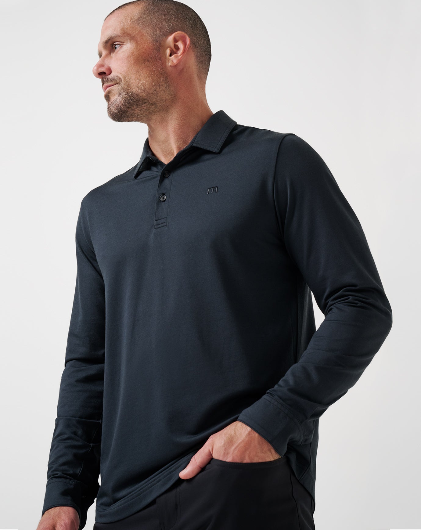 Men Featherweight Long Sleeve Polo