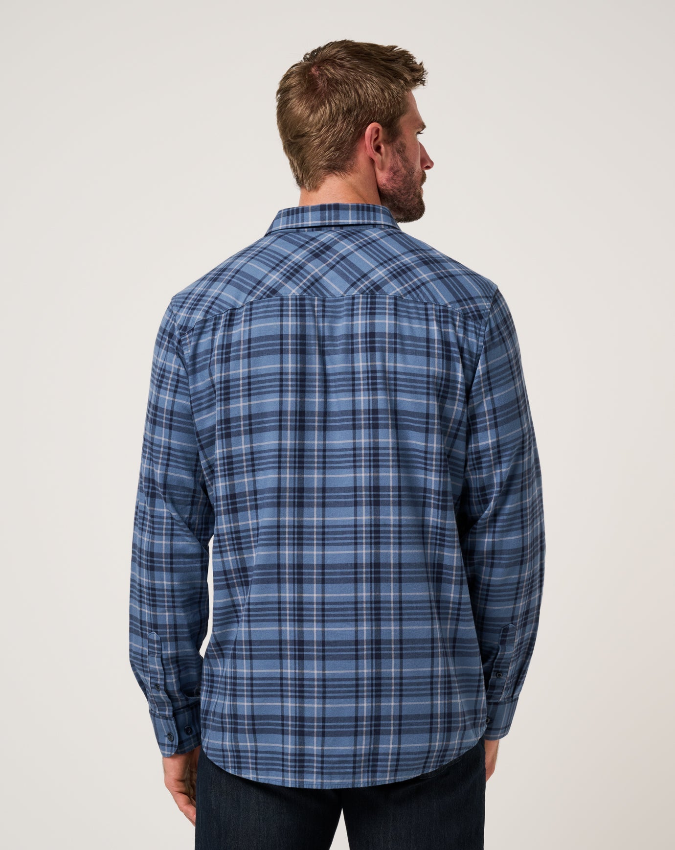 Men Cloud Flannel Plaid Button-Up