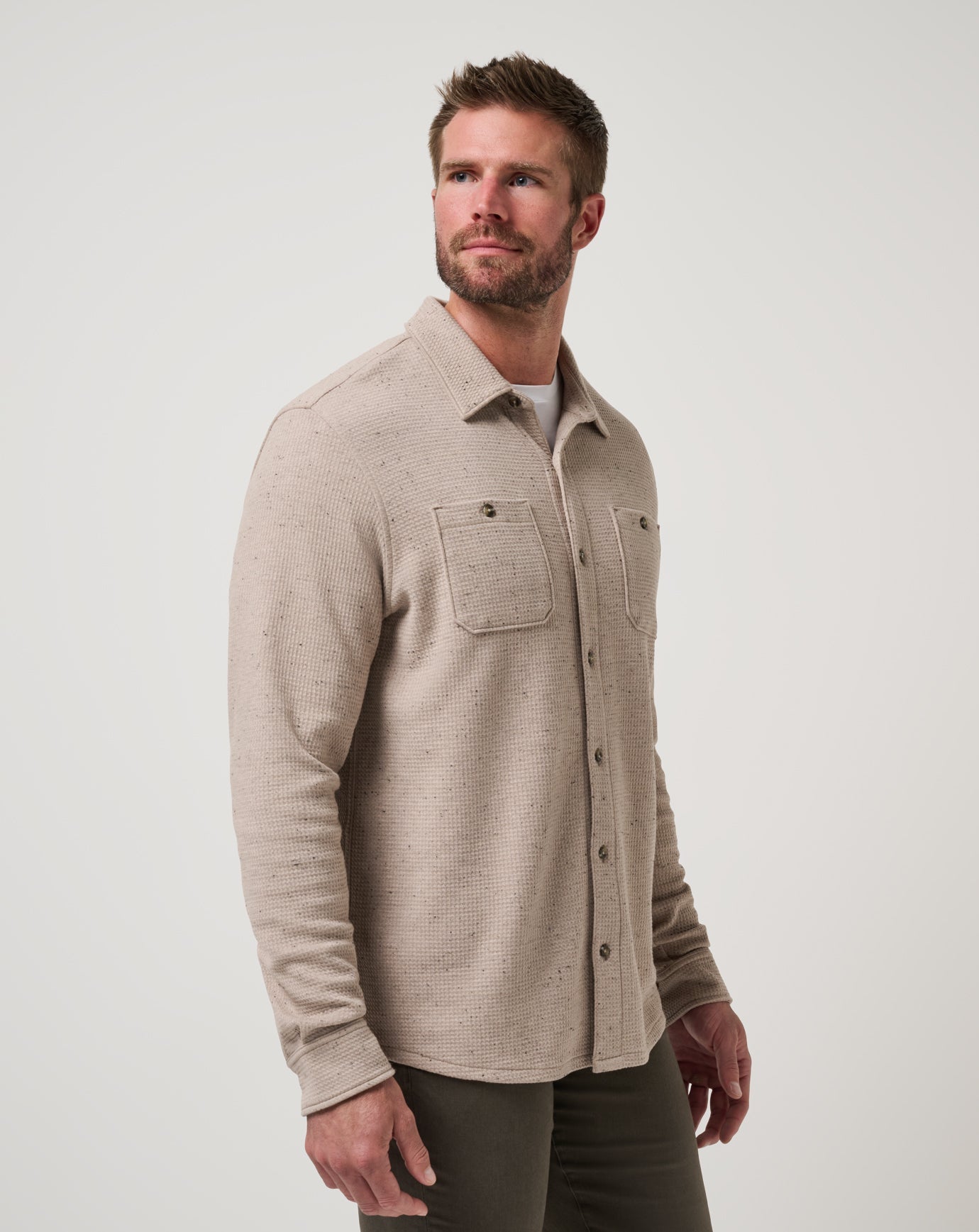 Men Cloud Waffle Shirt Jacket
