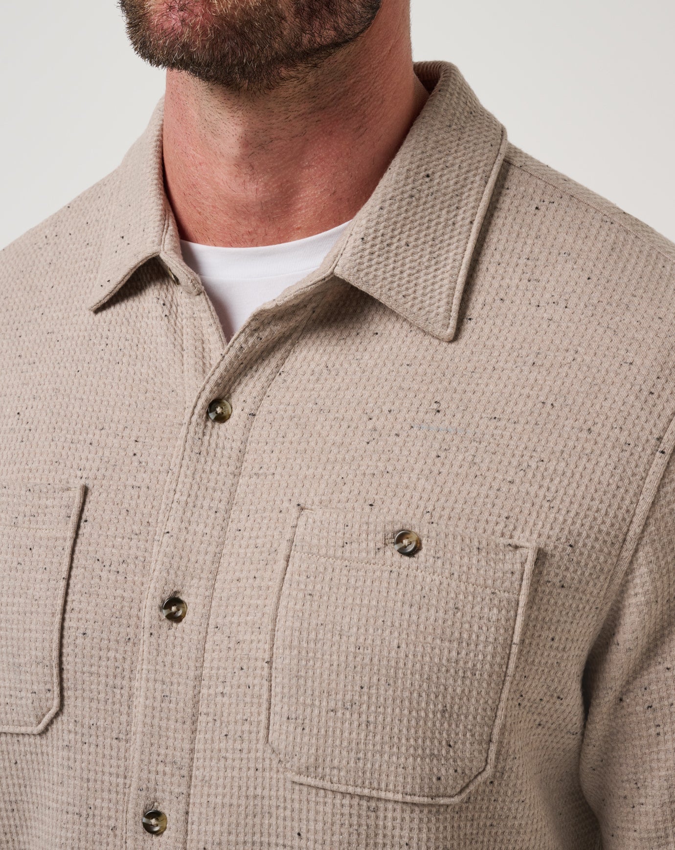 Men Cloud Waffle Shirt Jacket