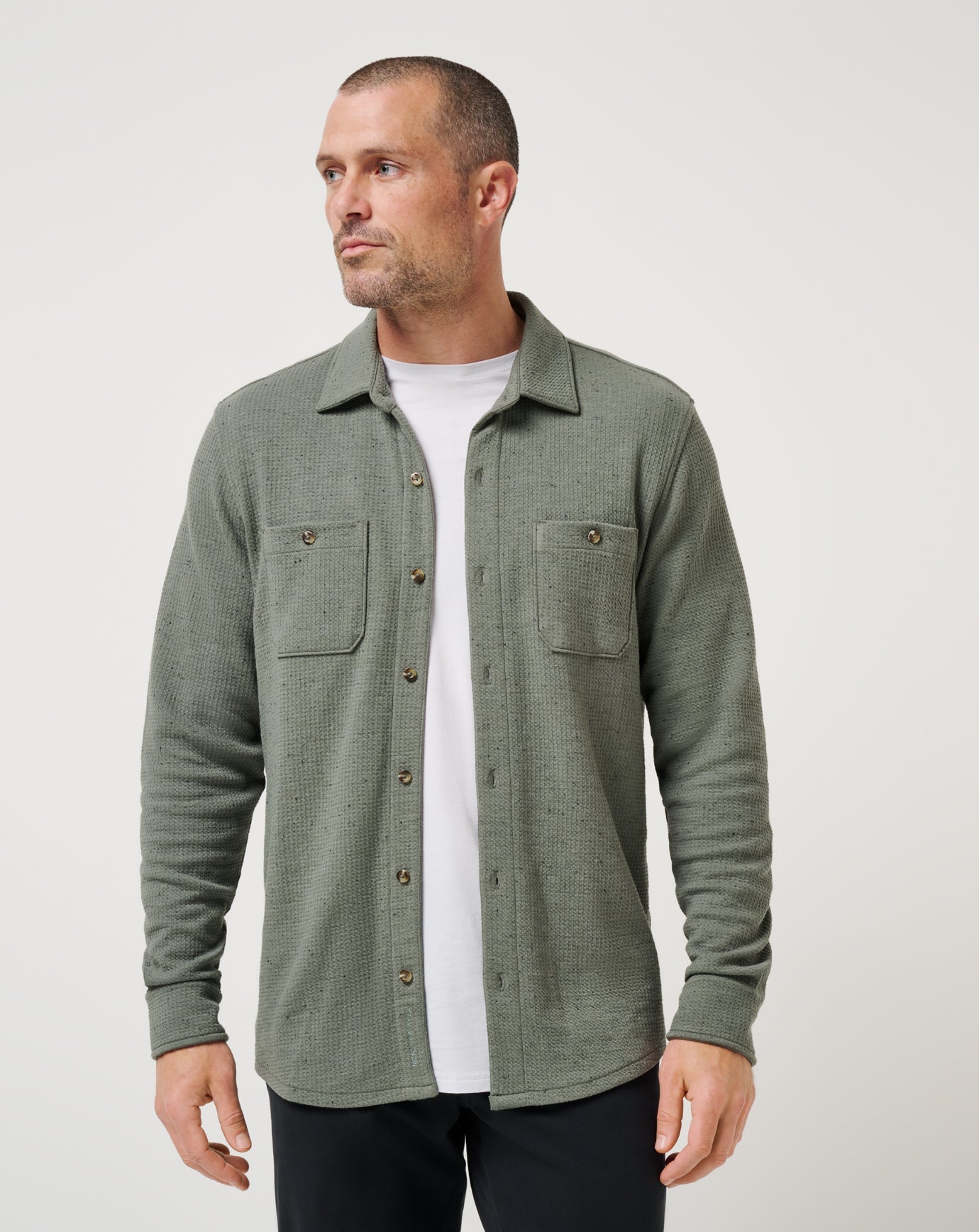 Men Cloud Waffle Shirt Jacket