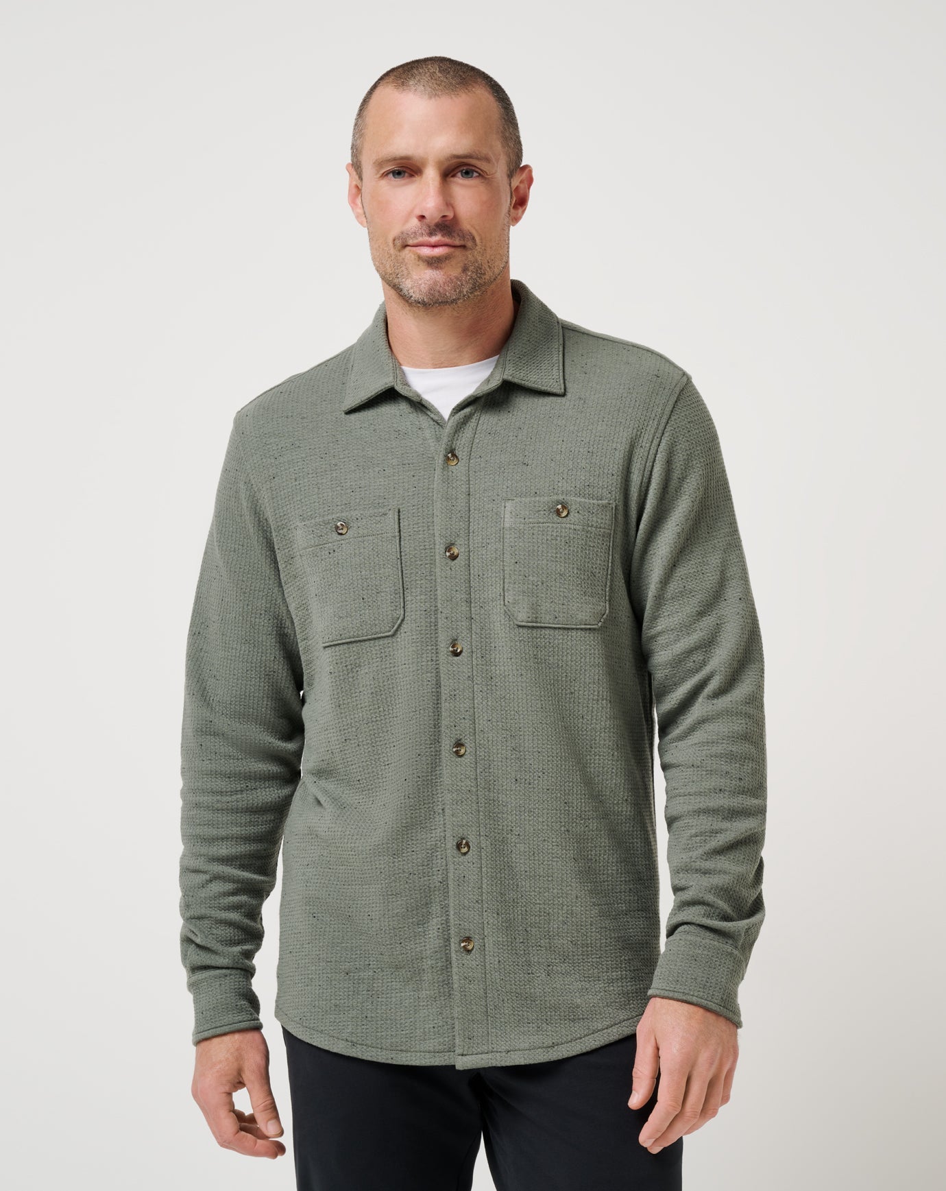 Men Cloud Waffle Shirt Jacket