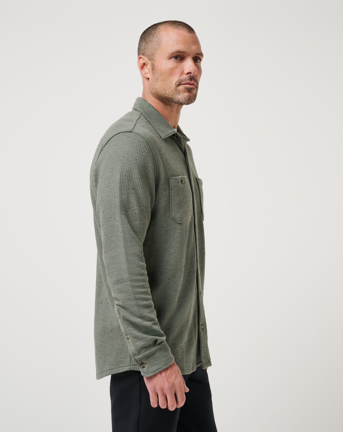 Men Cloud Waffle Shirt Jacket