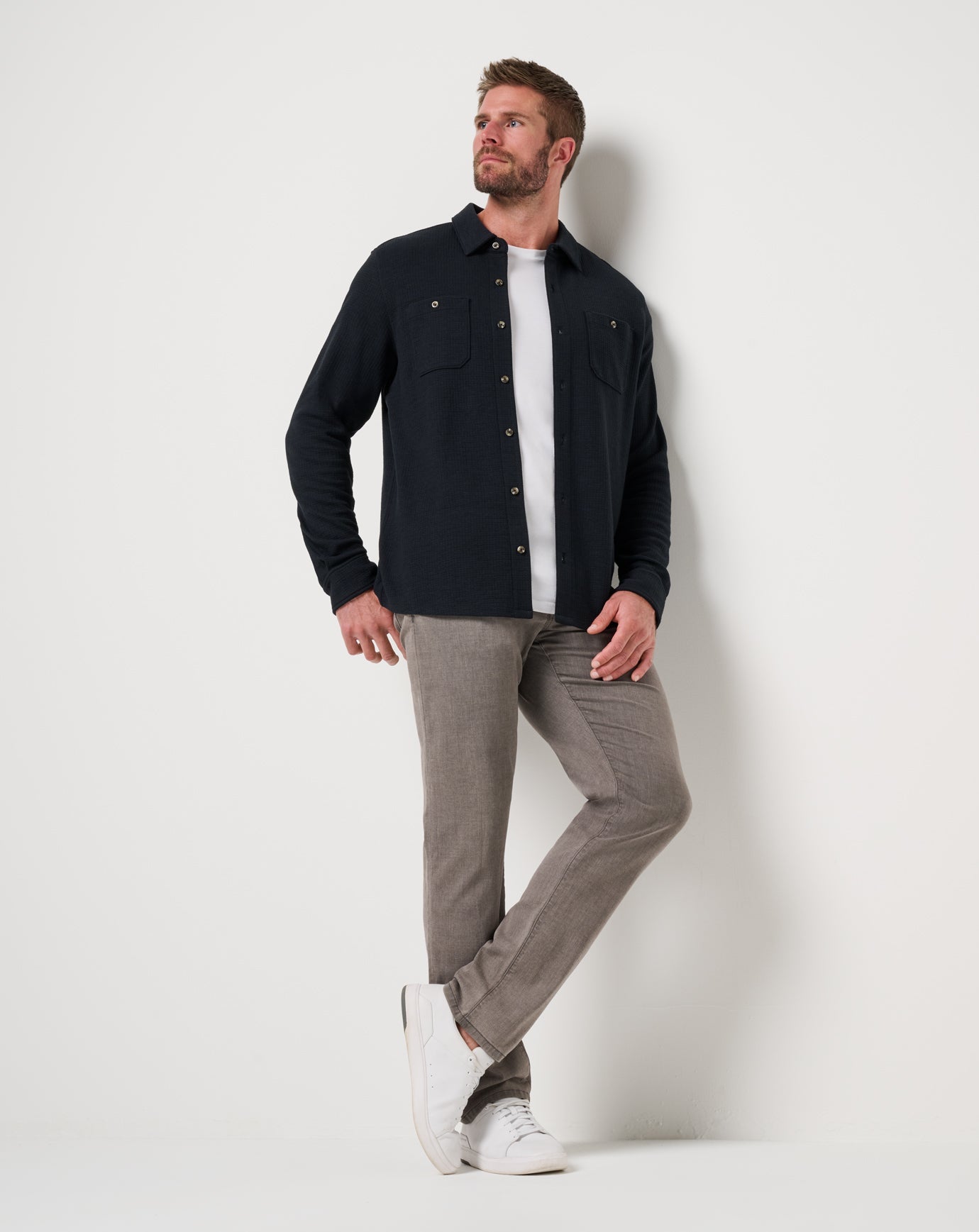 Men Cloud Waffle Shirt Jacket