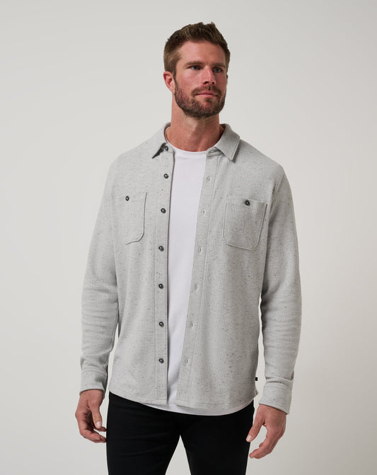 Men Cloud Waffle Shirt Jacket