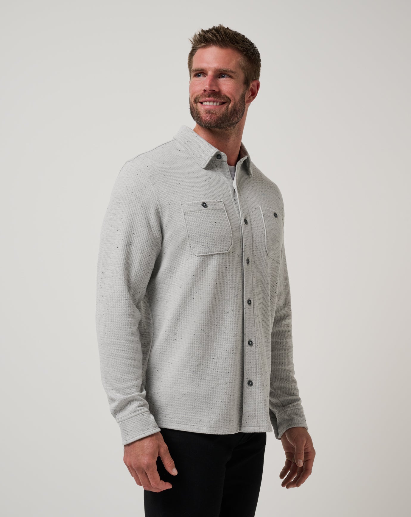 Men Cloud Waffle Shirt Jacket