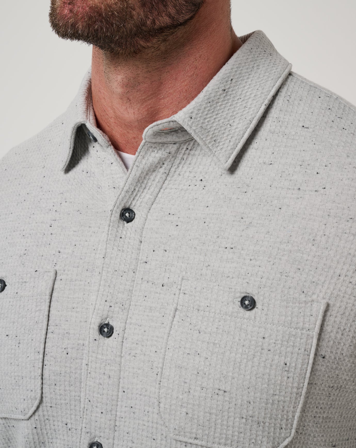 Men Cloud Waffle Shirt Jacket
