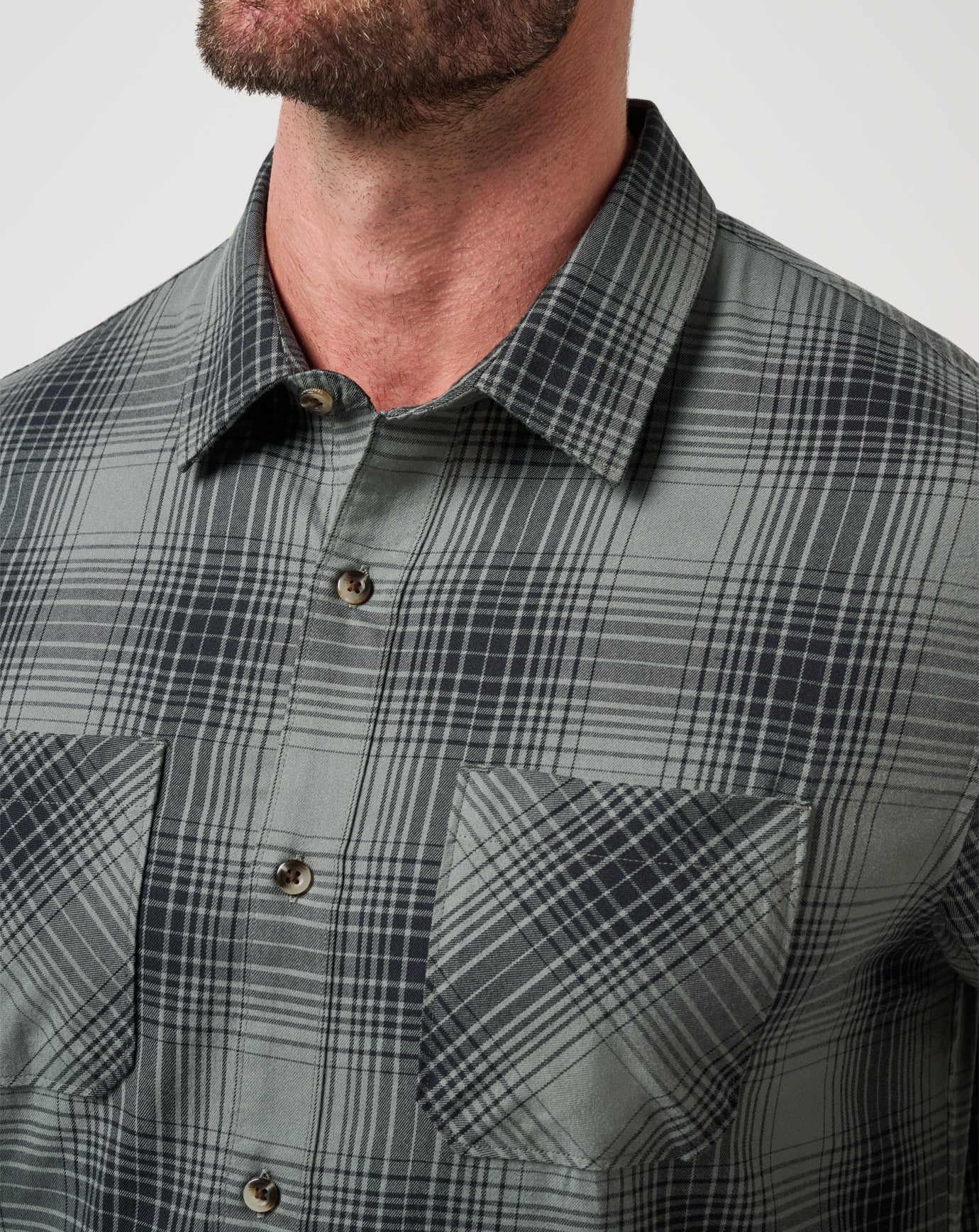 Men Cloud Flannel Plaid Button-Up