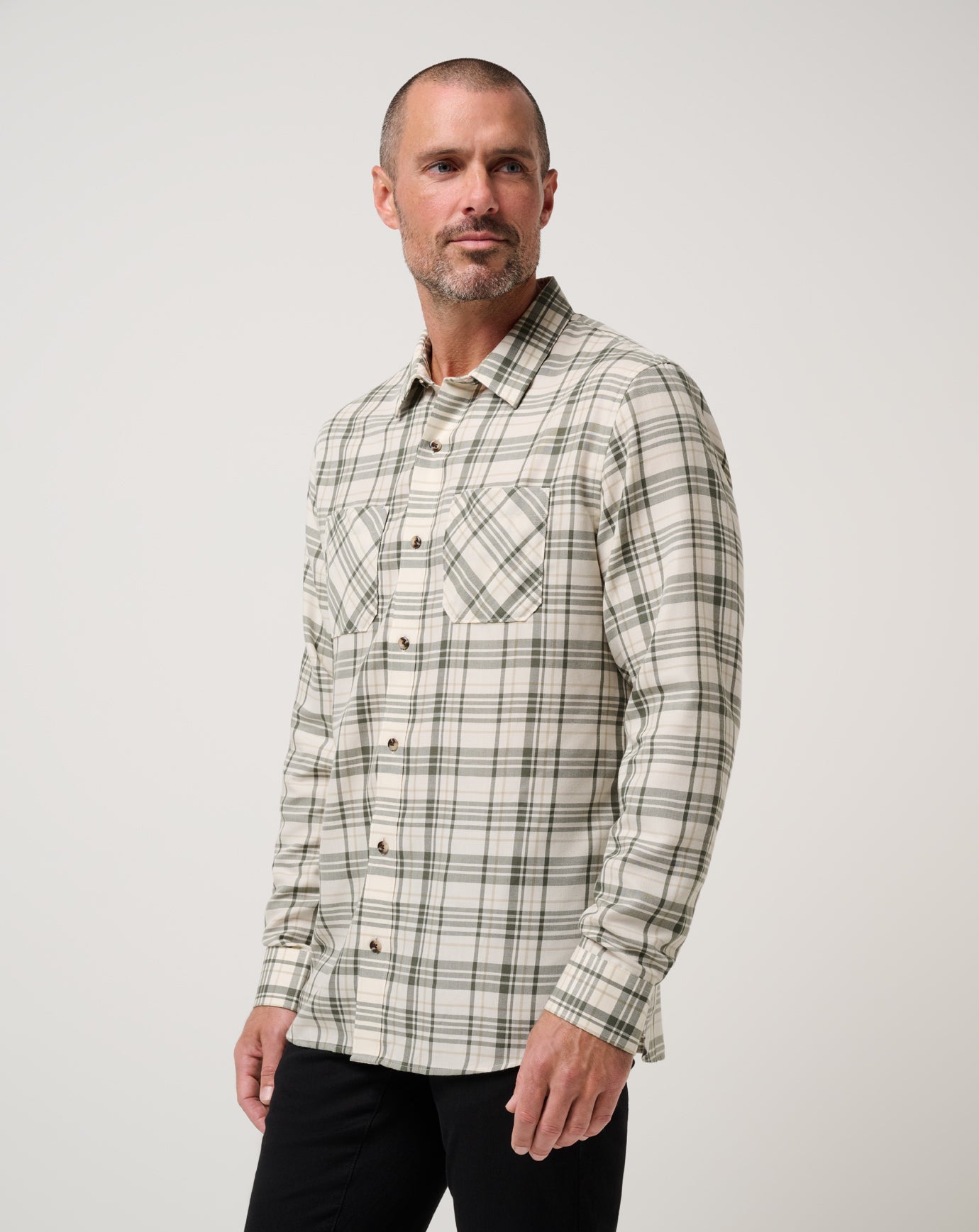 Men Cloud Flannel Plaid Button-Up