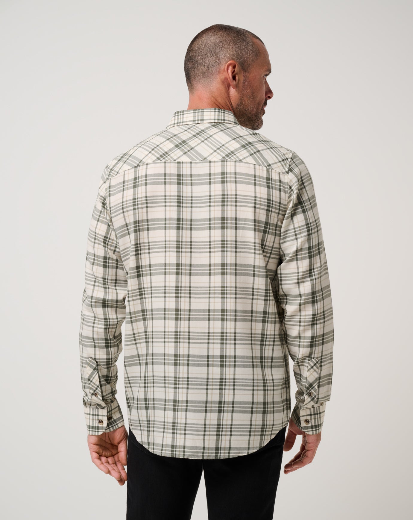 Men Cloud Flannel Plaid Button-Up