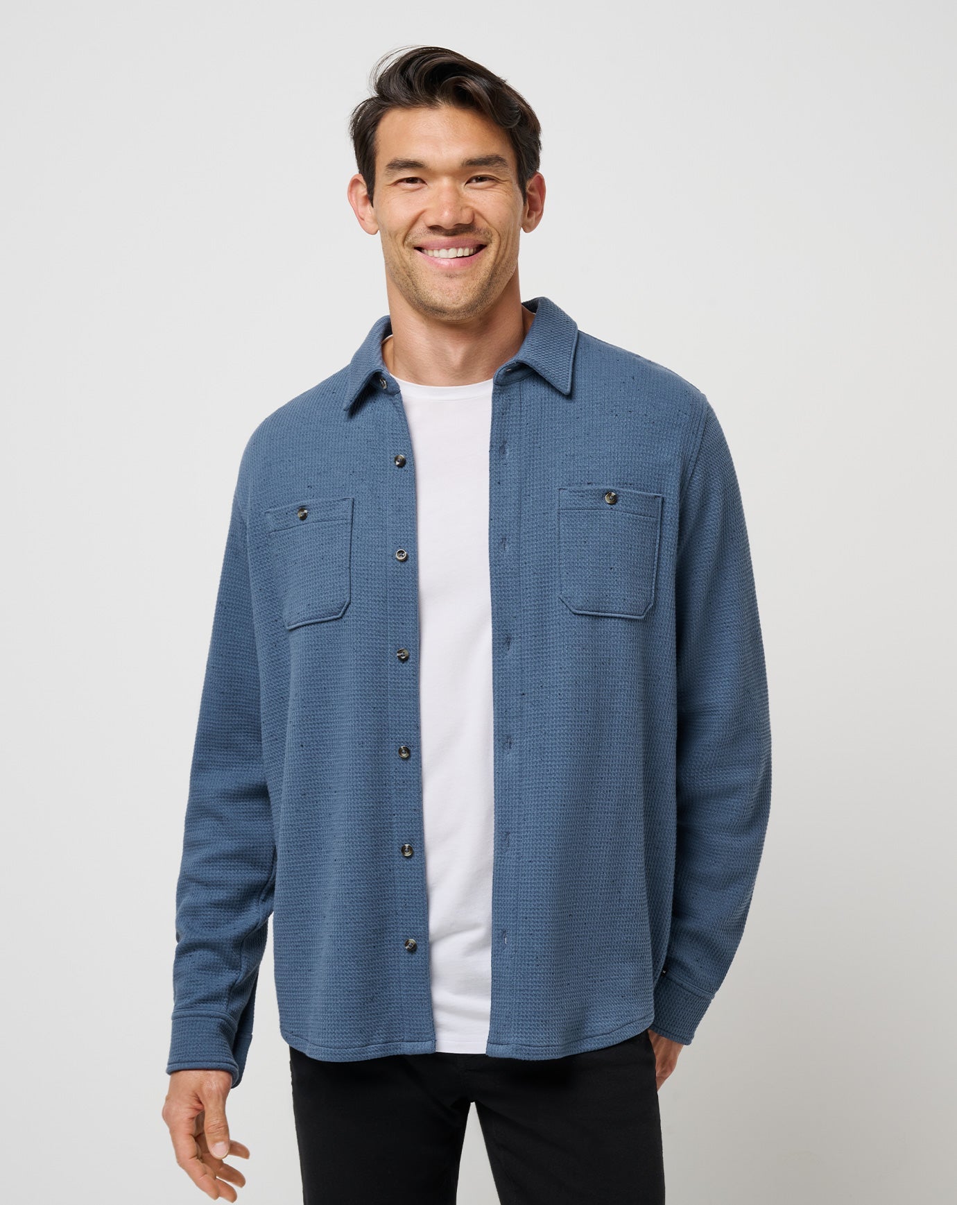 Men Cloud Waffle Shirt Jacket