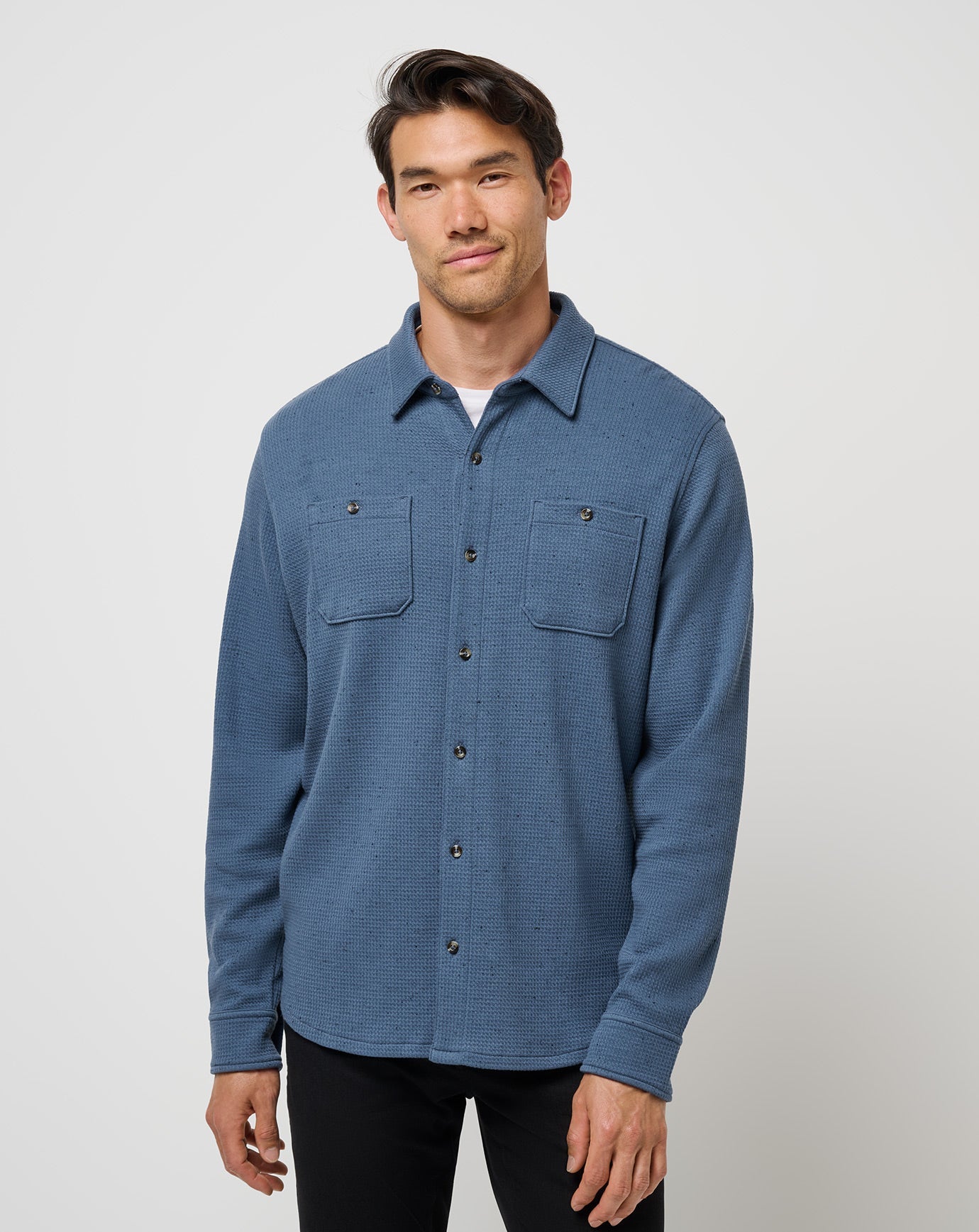 Men Cloud Waffle Shirt Jacket