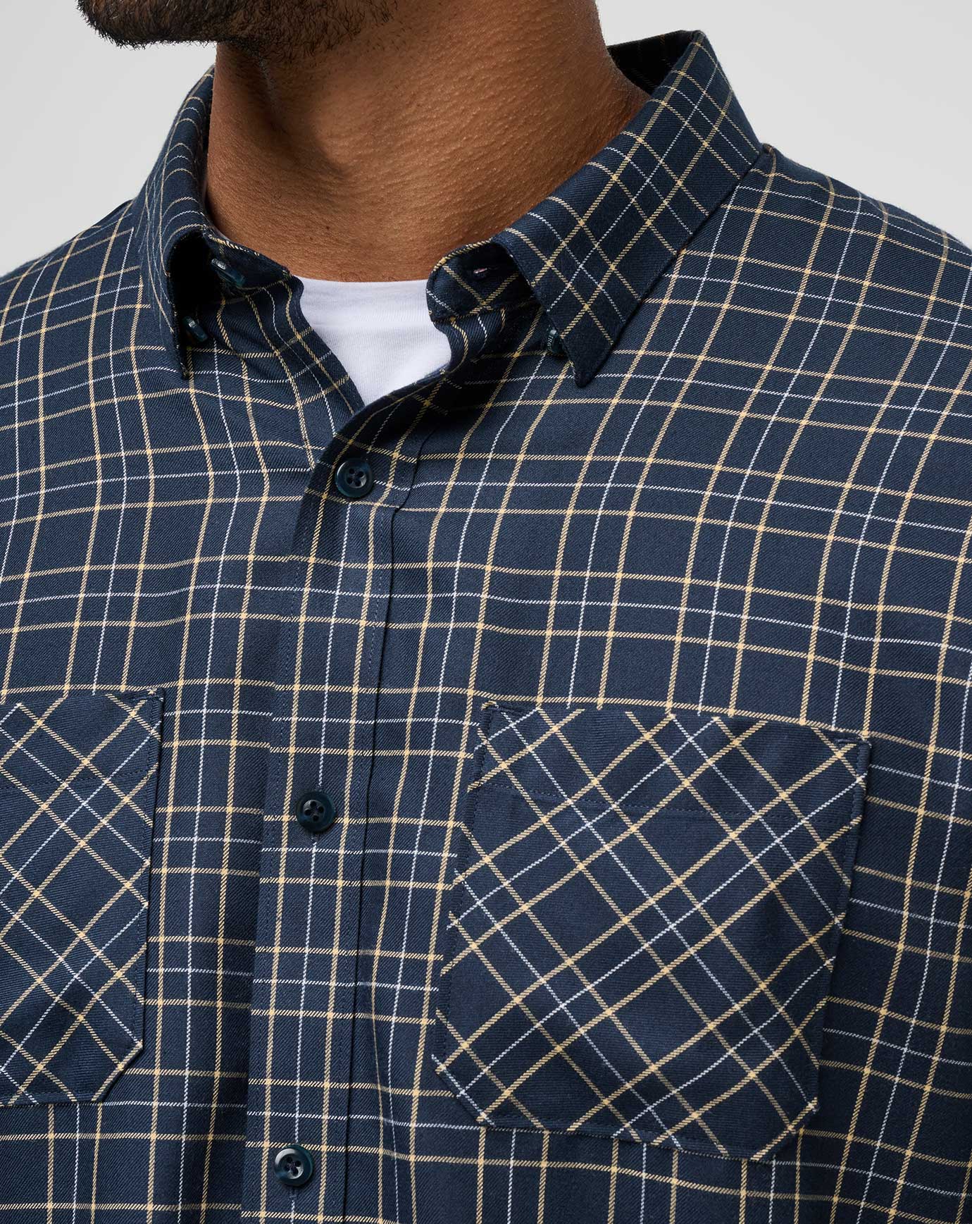 Men Cloud Flannel Plaid Button-Up
