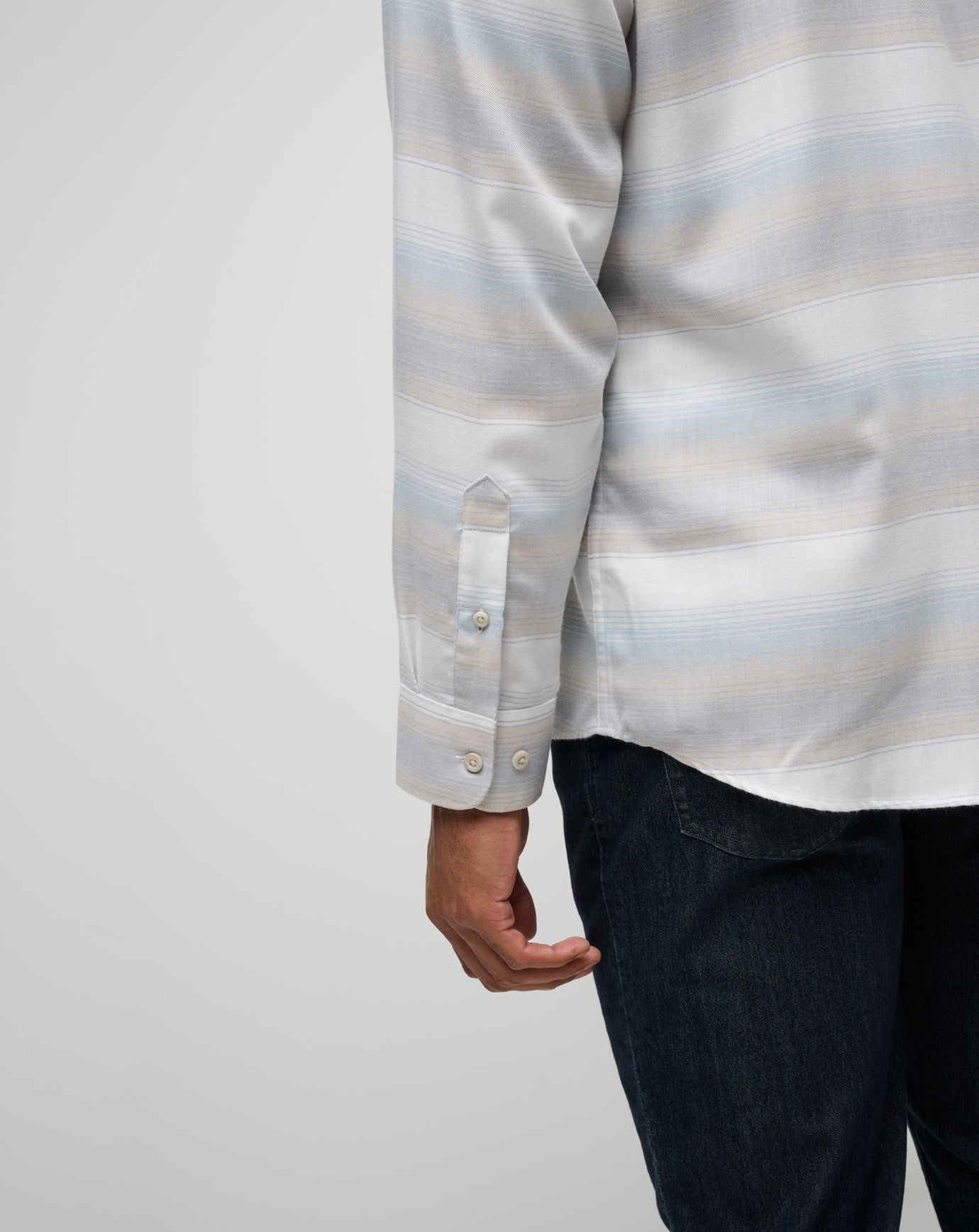 Men Cloud Flannel Stripe Button-Up