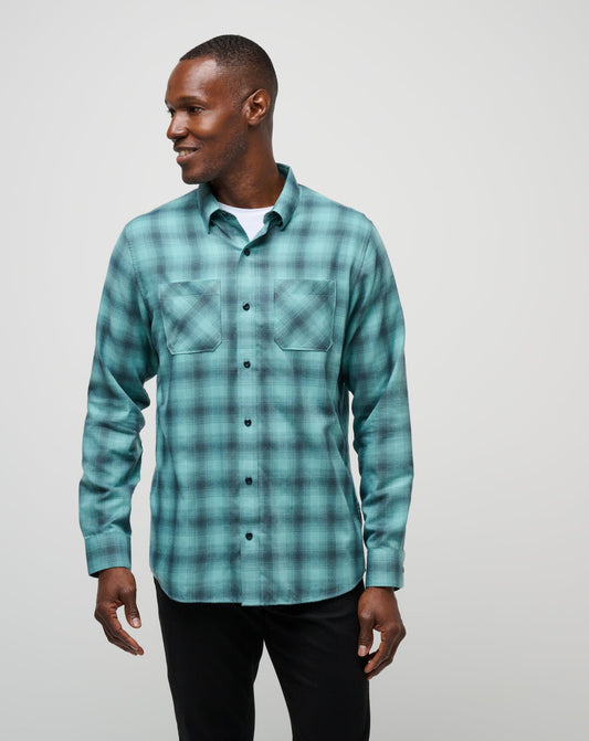 Men Cloud Flannel Plaid Button-Up