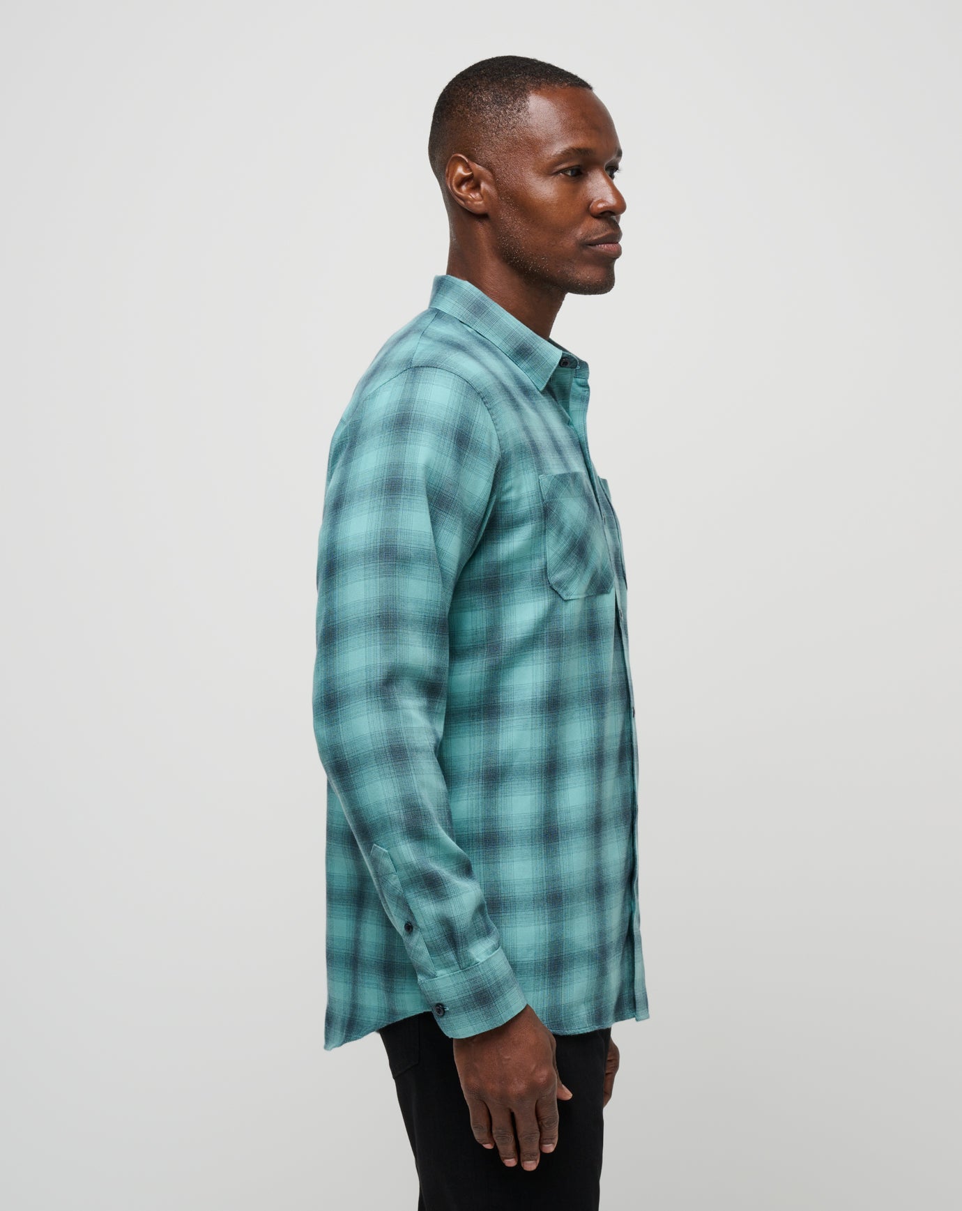 Men Cloud Flannel Plaid Button-Up