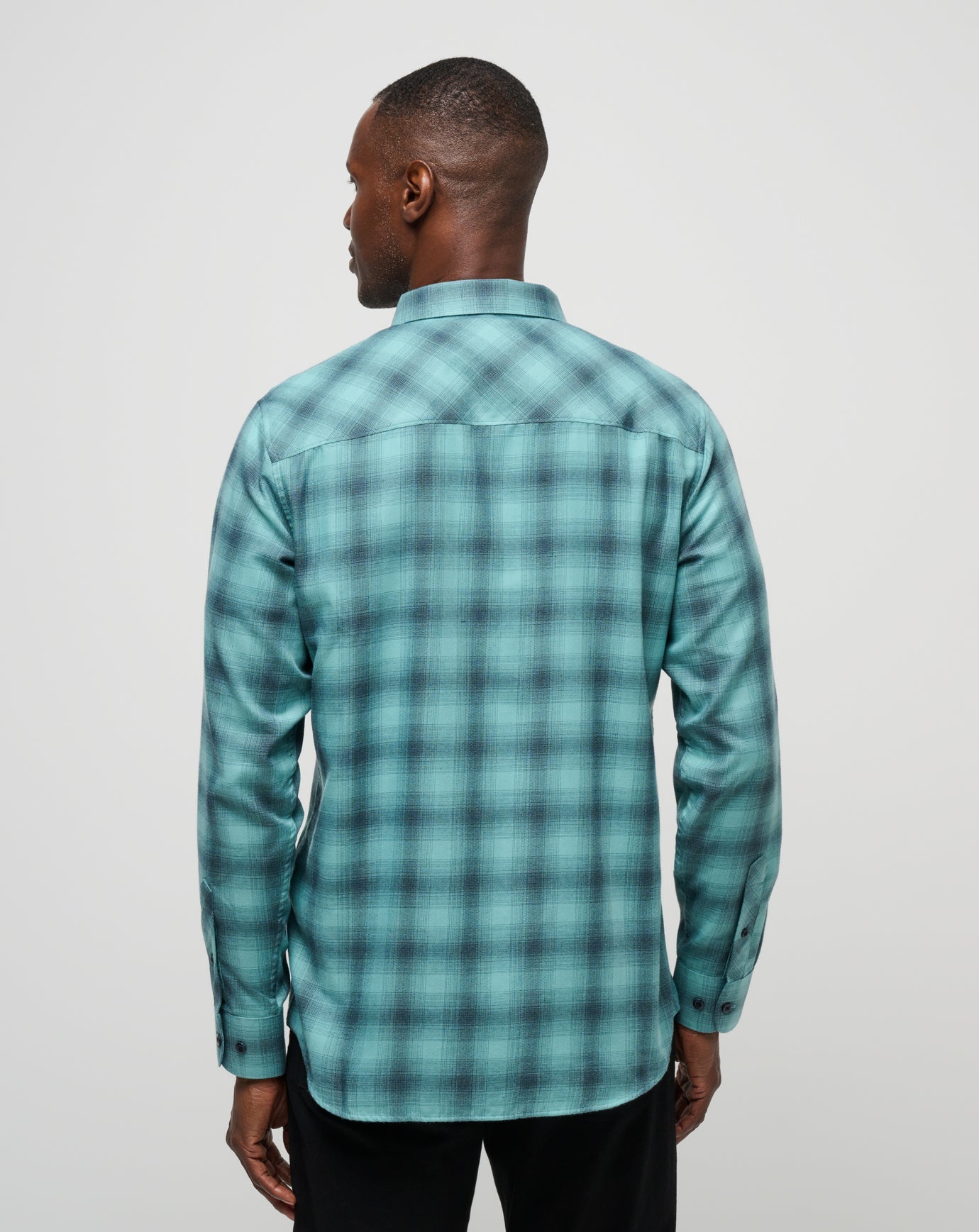 Men Cloud Flannel Plaid Button-Up
