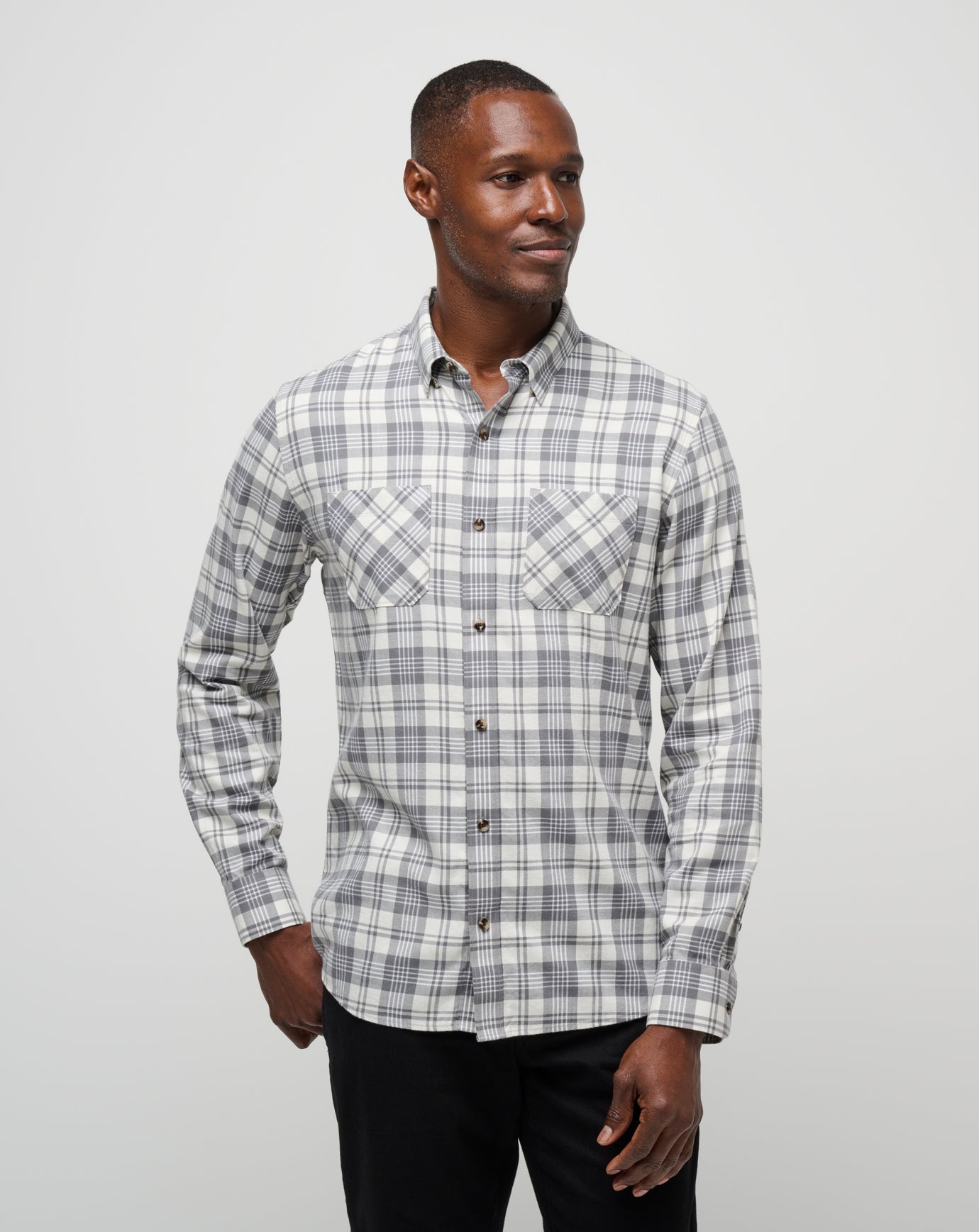Men Cloud Flannel Plaid Button-Up