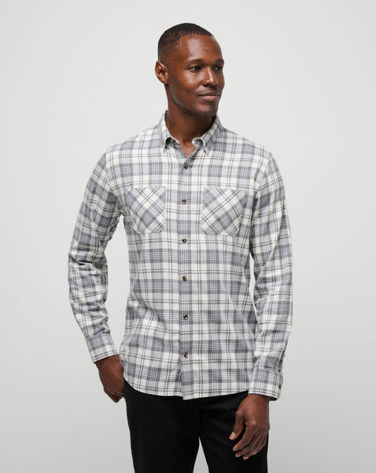 Men Cloud Flannel Plaid Button-Up