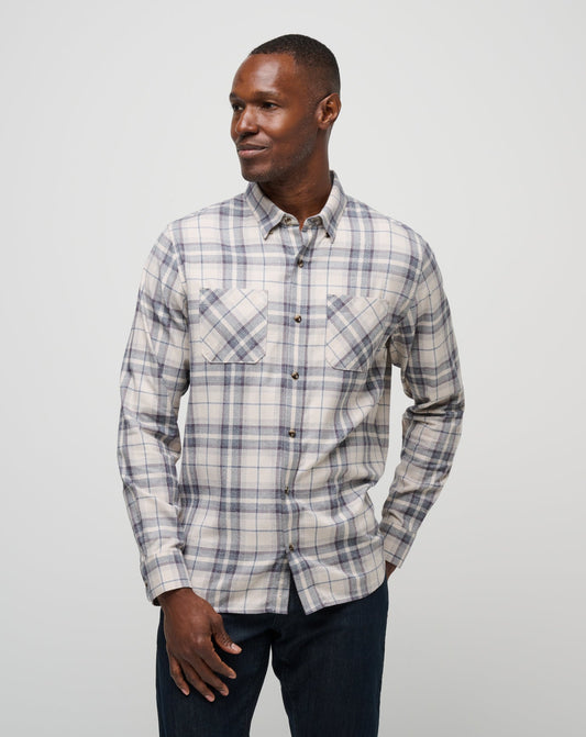 Men Cloud Flannel Plaid Button-Up