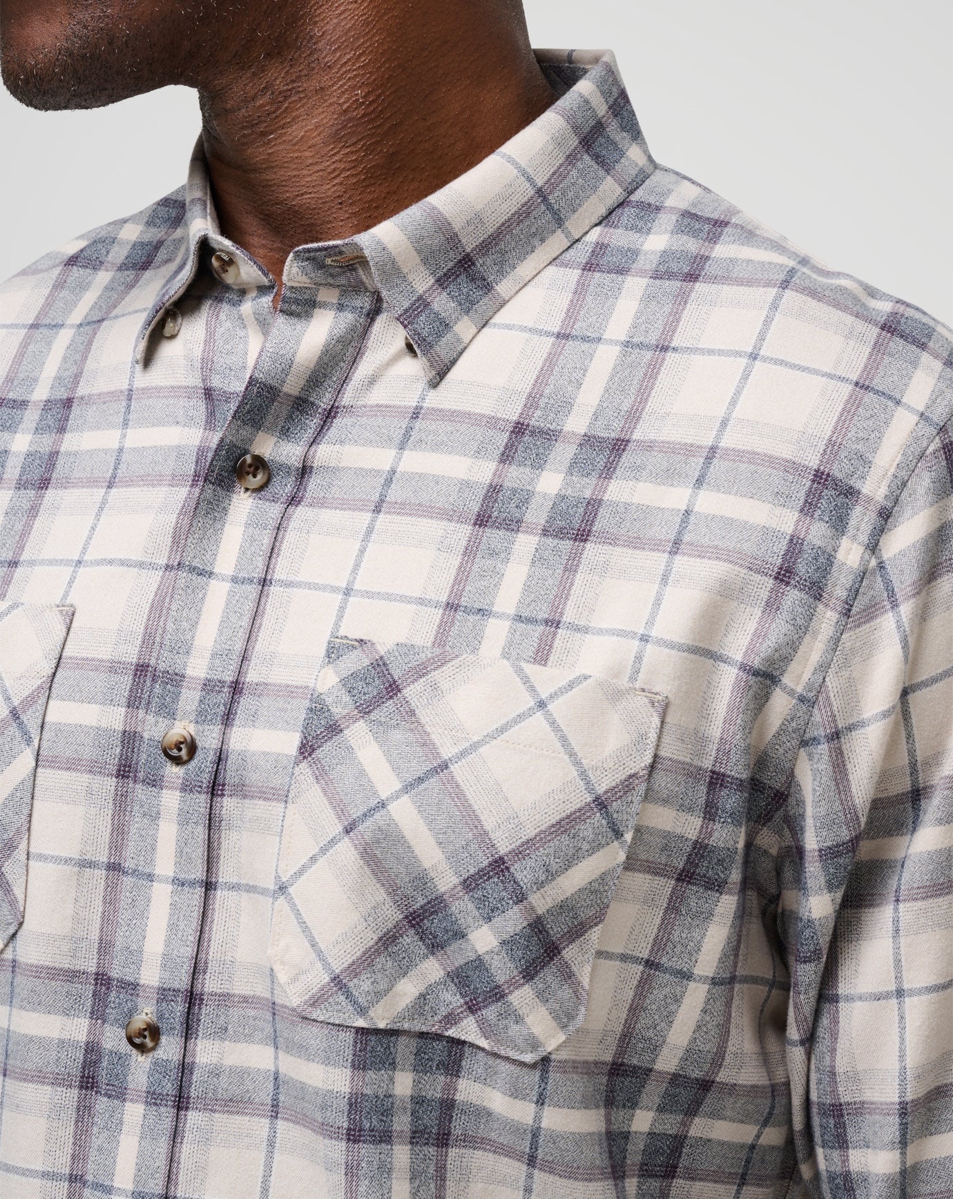 Men Cloud Flannel Plaid Button-Up