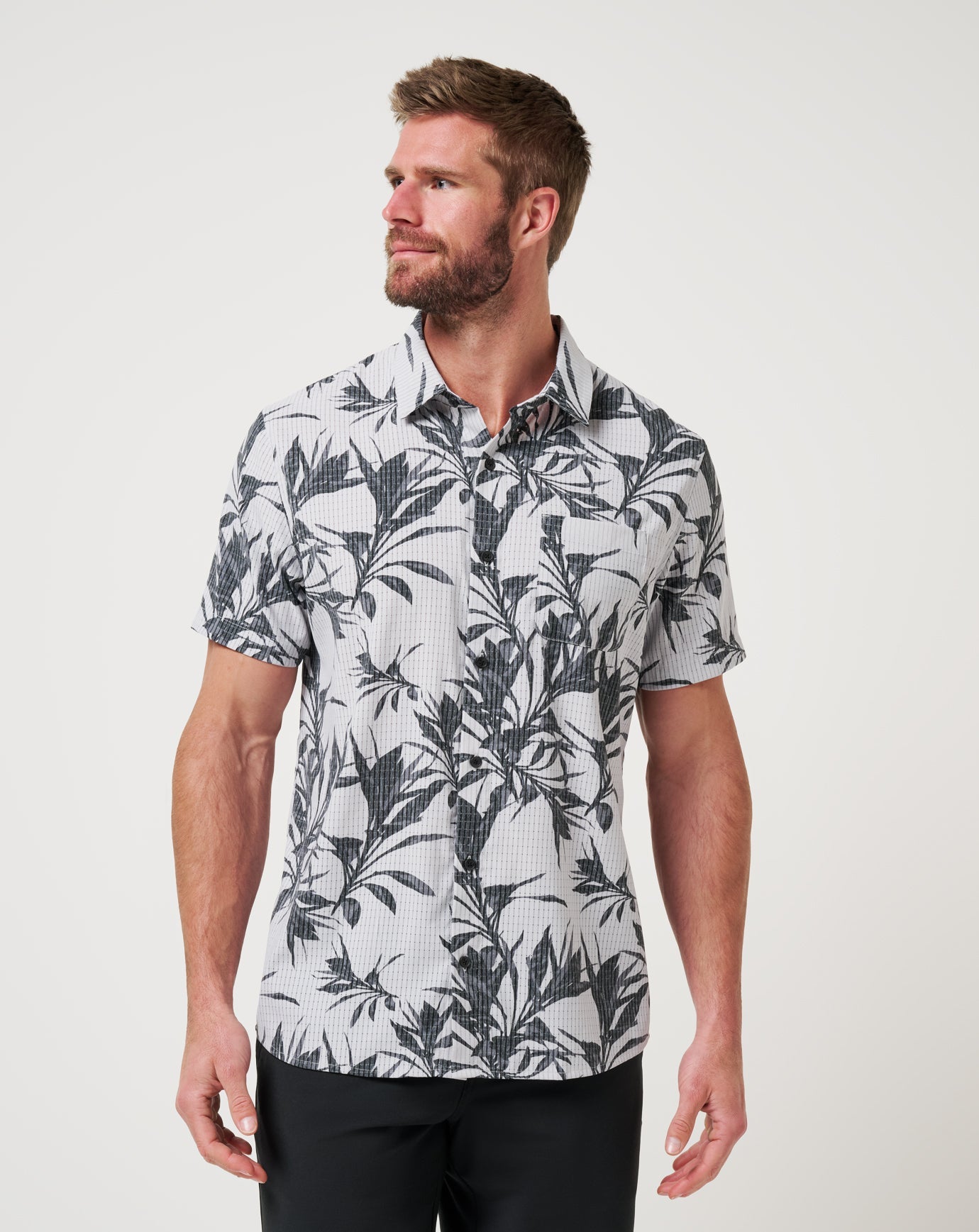 Men Light Map Button-Up