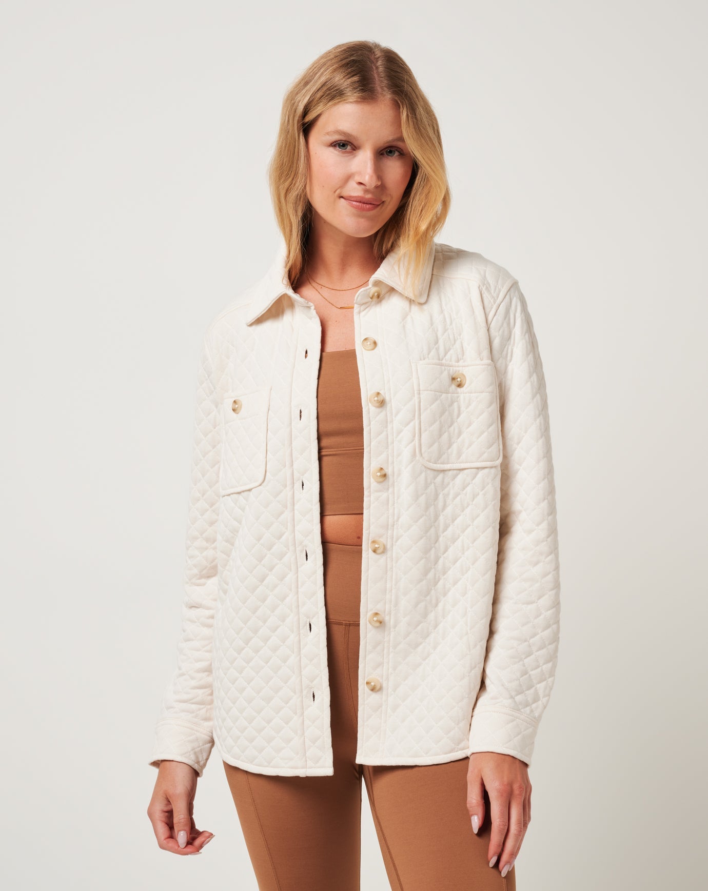 Women Diamond Quilted Shacket