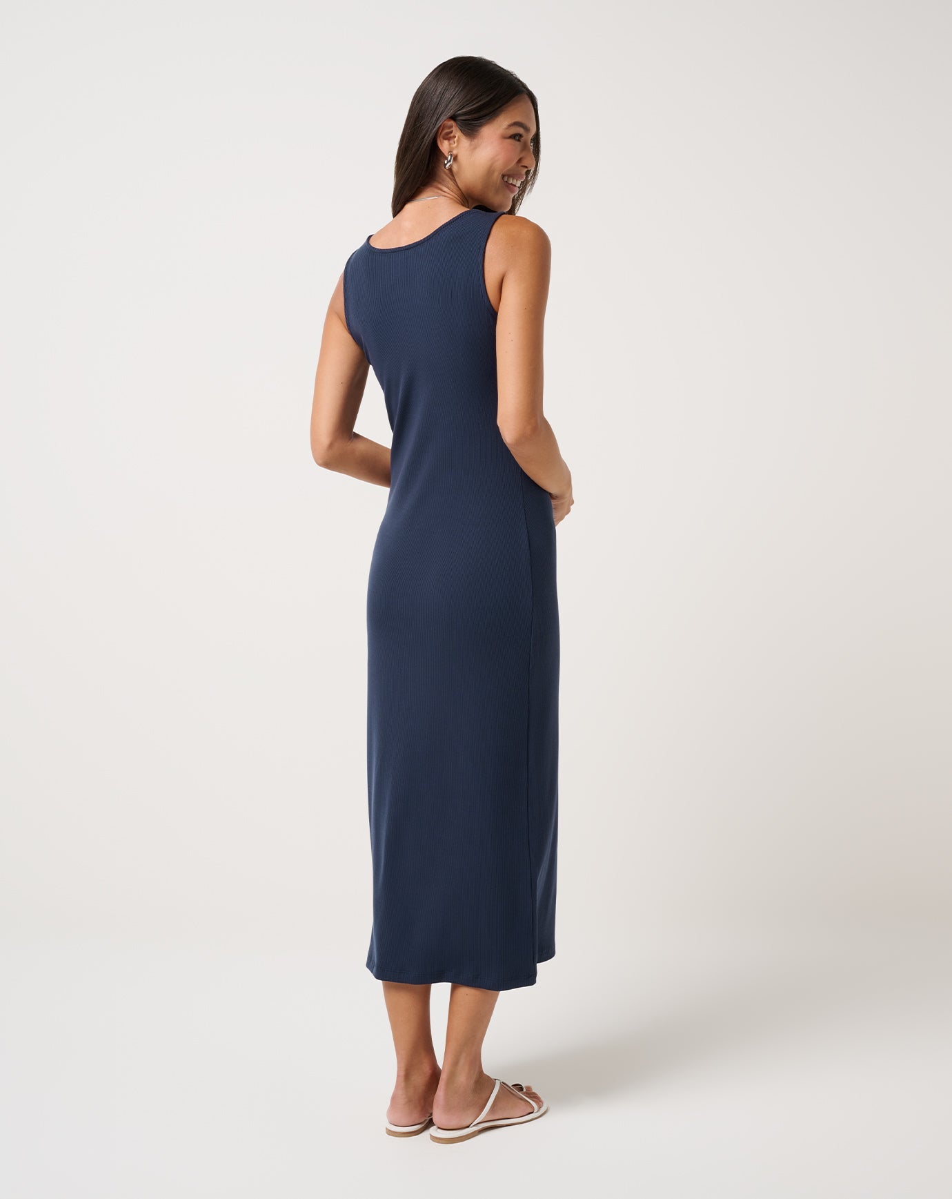 Women Cloud Rib Button Tank Dress
