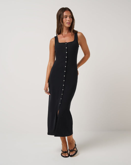 Women Cloud Rib Button Tank Dress